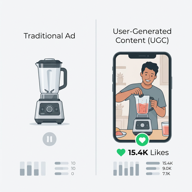 Traditional Ad vs. UGC Video comparison