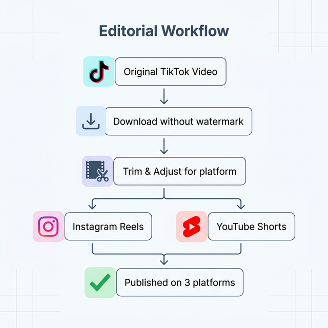 Cross-platform workflow from TikTok to Instagram Reels and YouTube Shorts