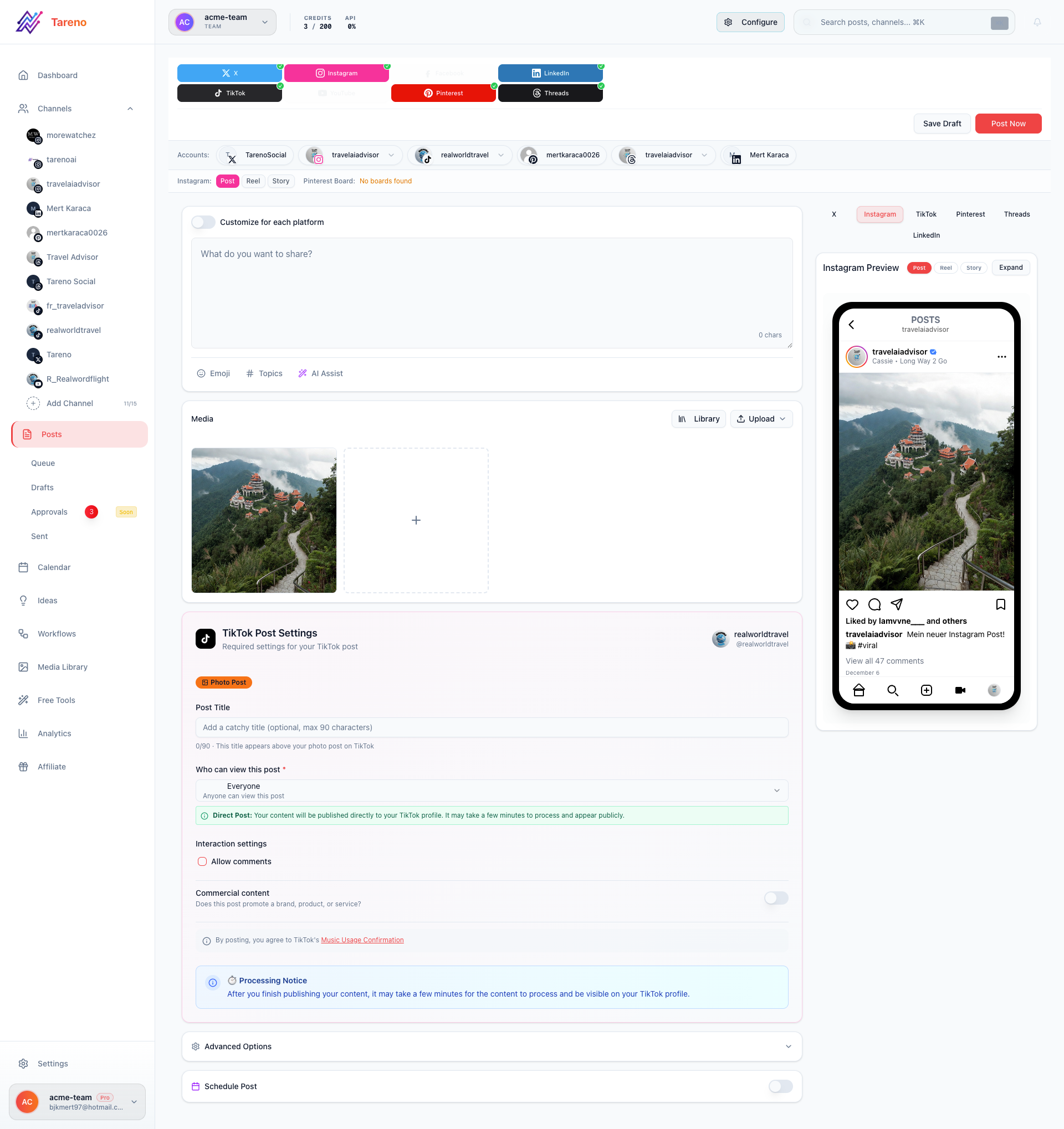 Tareno Cross-Posting Workflow